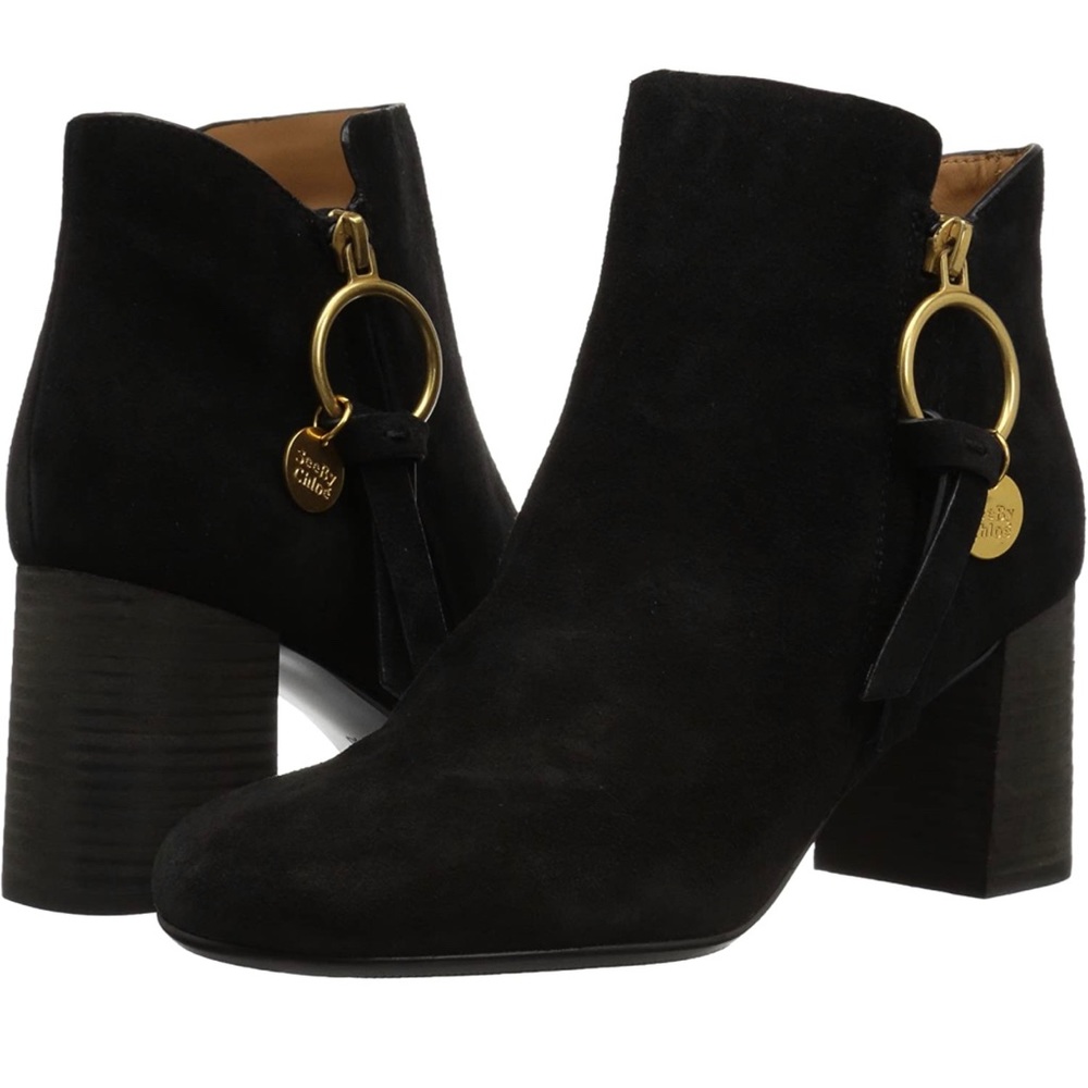 🤩 See By Chloe Black Medium Suede Ankle Boots 😍